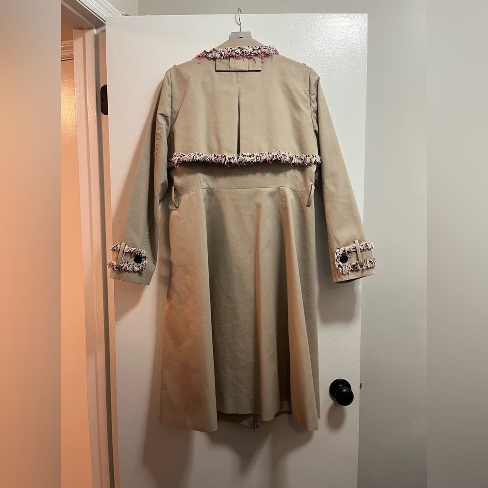 Kate Spade Trench Coat with Pink, Black, and White Fringe - Picture 10 of 13